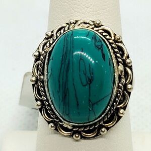NWT Turquoise Stone & German Silver Ring